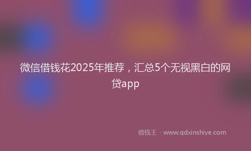 微信借钱花2025年推荐，汇总5个无视黑白的网贷app