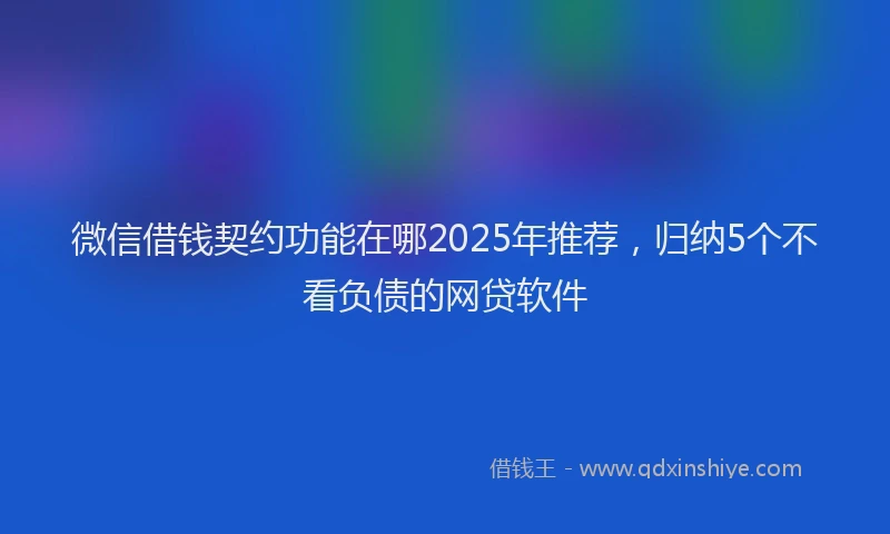 微信借钱契约功能在哪2025年推荐，归纳5个不看负债的网贷软件