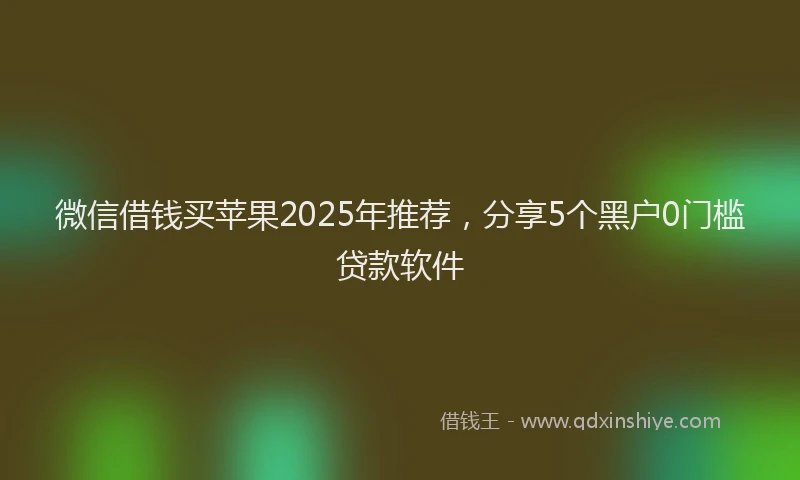 微信借钱买苹果2025年推荐，分享5个黑户0门槛贷款软件