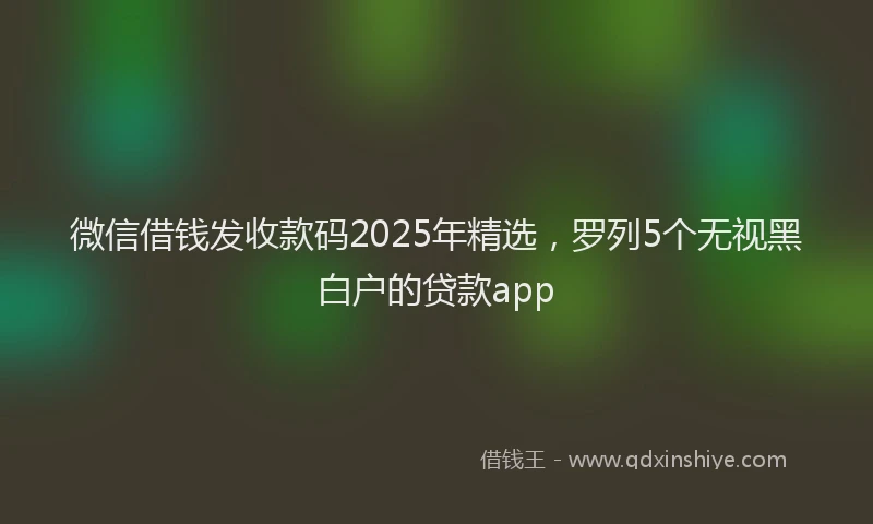 微信借钱发收款码2025年精选，罗列5个无视黑白户的贷款app