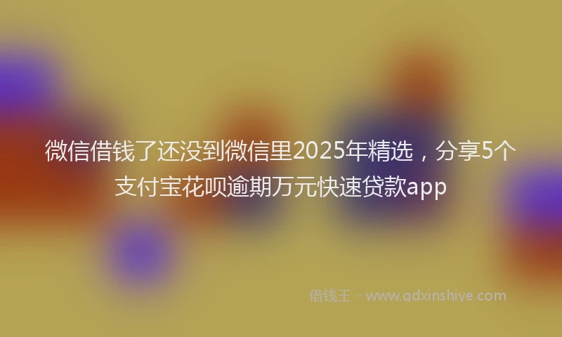 微信借钱了还没到微信里2025年精选，分享5个支付宝花呗逾期万元快速贷款app