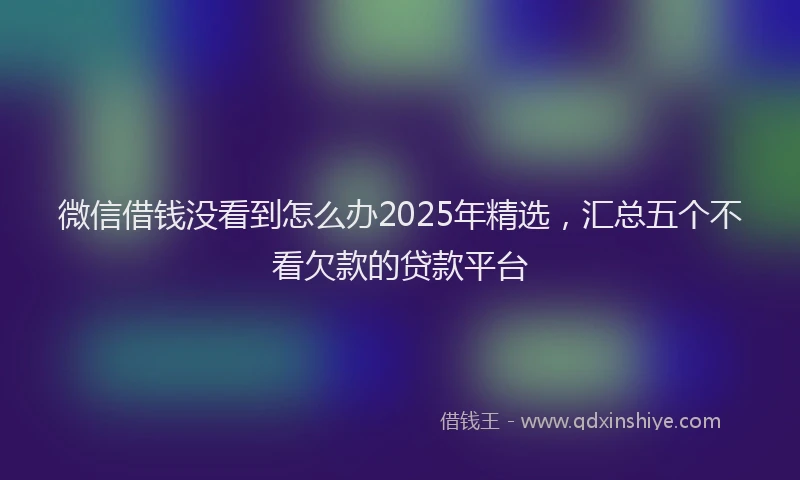 微信借钱没看到怎么办2025年精选，汇总五个不看欠款的贷款平台