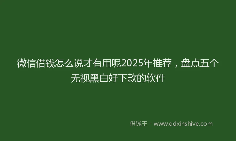 微信借钱怎么说才有用呢2025年推荐，盘点五个无视黑白好下款的软件