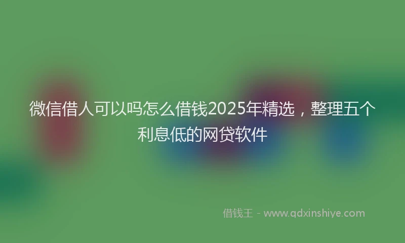微信借人可以吗怎么借钱2025年精选，整理五个利息低的网贷软件
