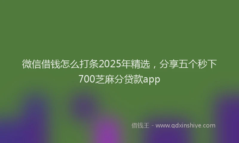 微信借钱怎么打条2025年精选，分享五个秒下700芝麻分贷款app