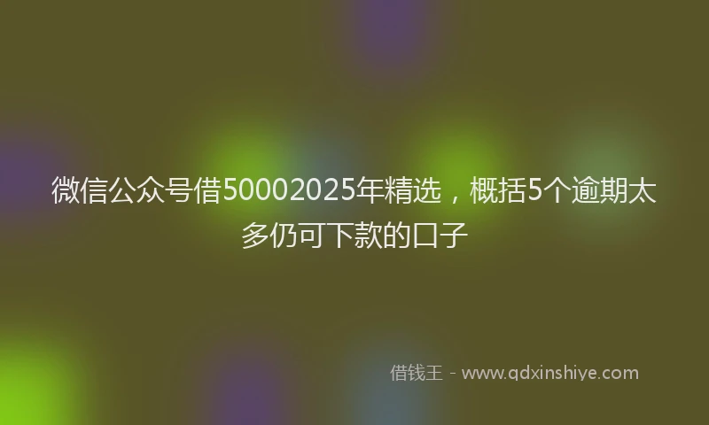 微信公众号借50002025年精选，概括5个逾期太多仍可下款的口子