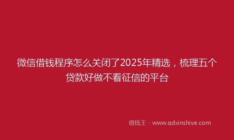 微信借钱程序怎么关闭了2025年精选，梳理五个贷款好做不看征信的平台