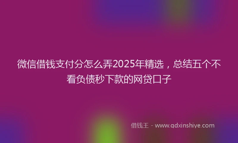 微信借钱支付分怎么弄2025年精选，总结五个不看负债秒下款的网贷口子