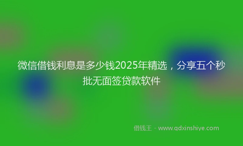 微信借钱利息是多少钱2025年精选，分享五个秒批无面签贷款软件