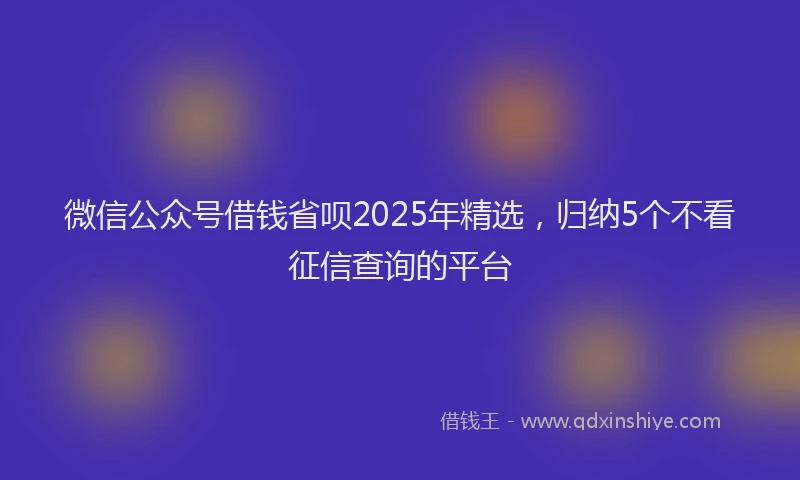 微信公众号借钱省呗2025年精选，归纳5个不看征信查询的平台