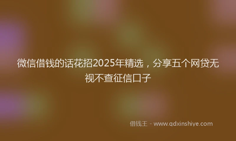 微信借钱的话花招2025年精选，分享五个网贷无视不查征信口子