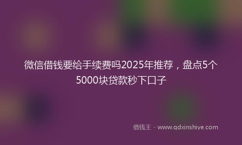 微信借钱要给手续费吗2025年推荐，盘点5个5000块贷款秒下口子