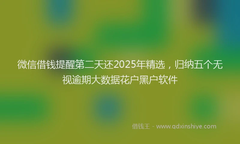 微信借钱提醒第二天还2025年精选，归纳五个无视逾期大数据花户黑户软件