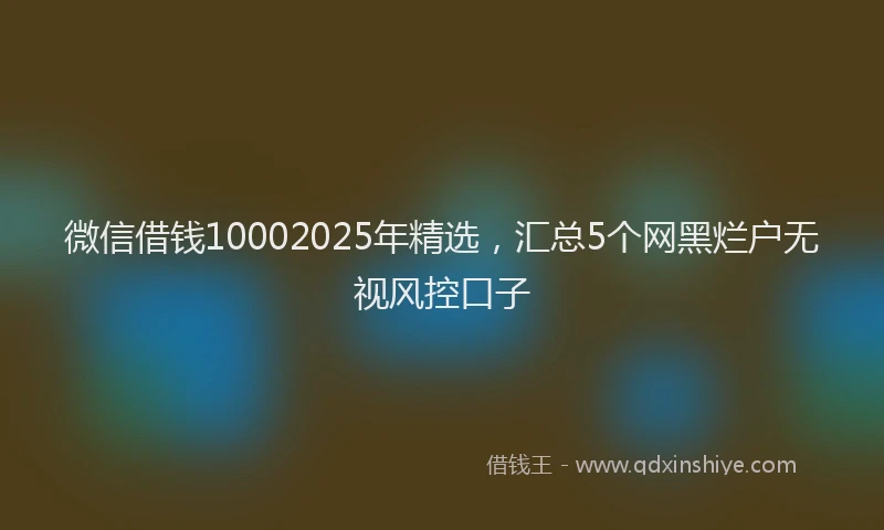 微信借钱10002025年精选，汇总5个网黑烂户无视风控口子