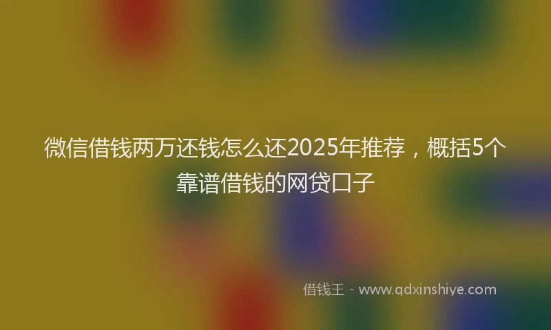 微信借钱两万还钱怎么还2025年推荐，概括5个靠谱借钱的网贷口子