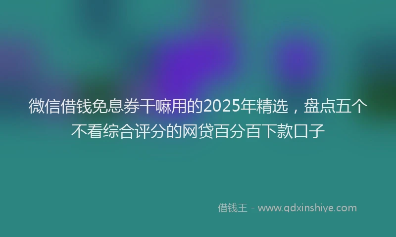 微信借钱免息券干嘛用的2025年精选，盘点五个不看综合评分的网贷百分百下款口子
