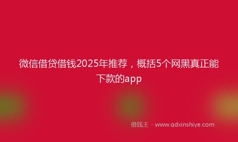 微信借贷借钱2025年推荐，概括5个网黑真正能下款的app