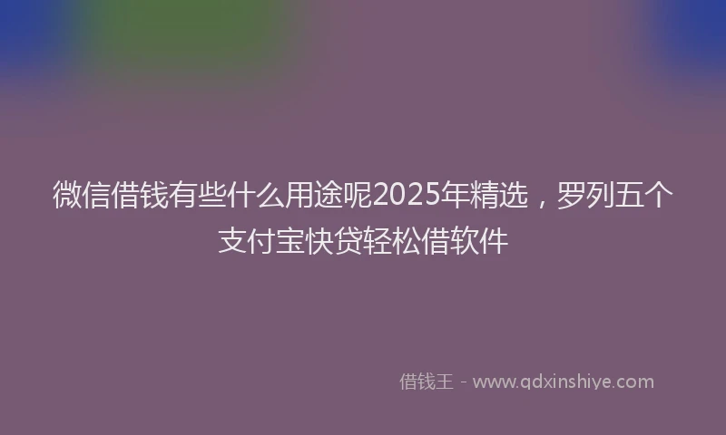 微信借钱有些什么用途呢2025年精选，罗列五个支付宝快贷轻松借软件