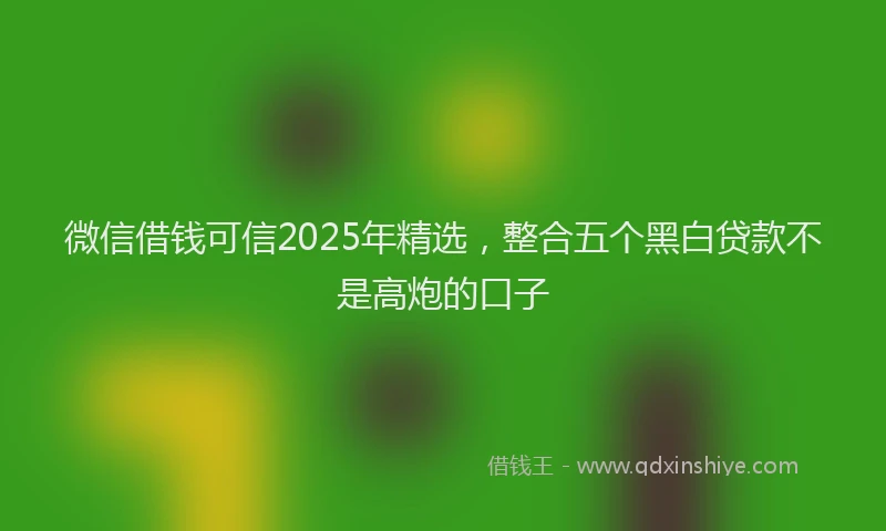微信借钱可信2025年精选，整合五个黑白贷款不是高炮的口子