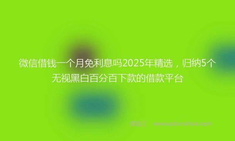微信借钱一个月免利息吗2025年精选，归纳5个无视黑白百分百下款的借款平台
