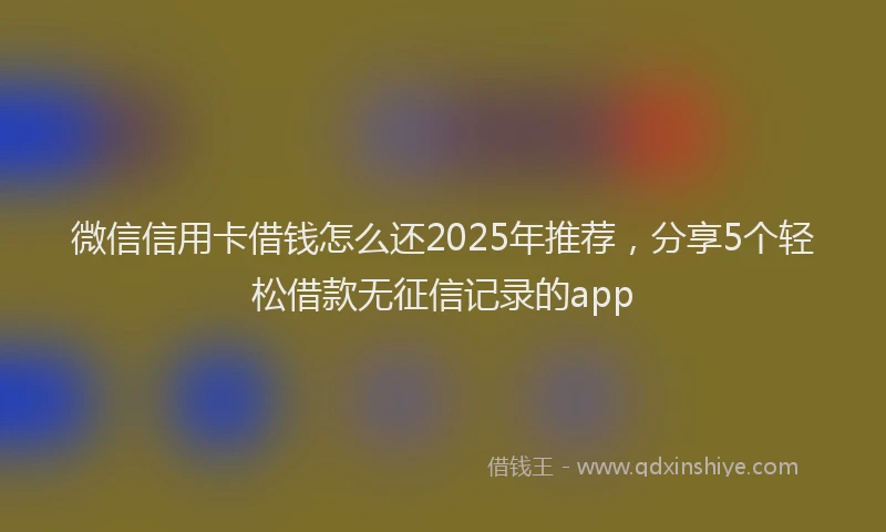 微信信用卡借钱怎么还2025年推荐，分享5个轻松借款无征信记录的app