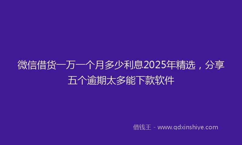 微信借货一万一个月多少利息2025年精选，分享五个逾期太多能下款软件