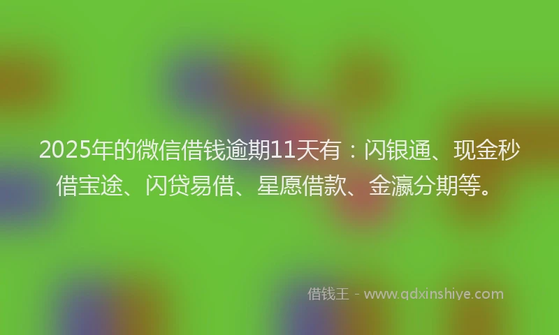 2025年的微信借钱逾期11天有：闪银通、现金秒借宝途、闪贷易借、星愿借款、金瀛分期等。