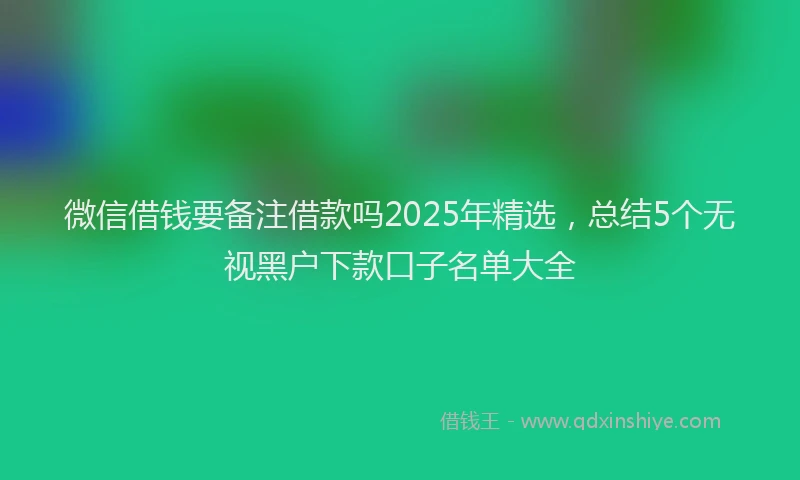 微信借钱要备注借款吗2025年精选，总结5个无视黑户下款口子名单大全