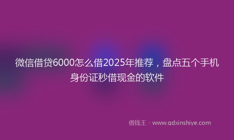 微信借贷6000怎么借2025年推荐，盘点五个手机身份证秒借现金的软件