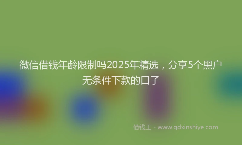 微信借钱年龄限制吗2025年精选，分享5个黑户无条件下款的口子