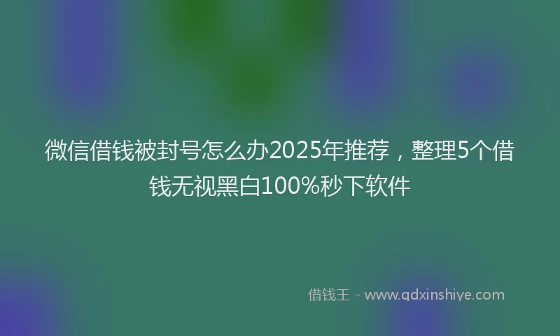 微信借钱被封号怎么办2025年推荐，整理5个借钱无视黑白100%秒下软件
