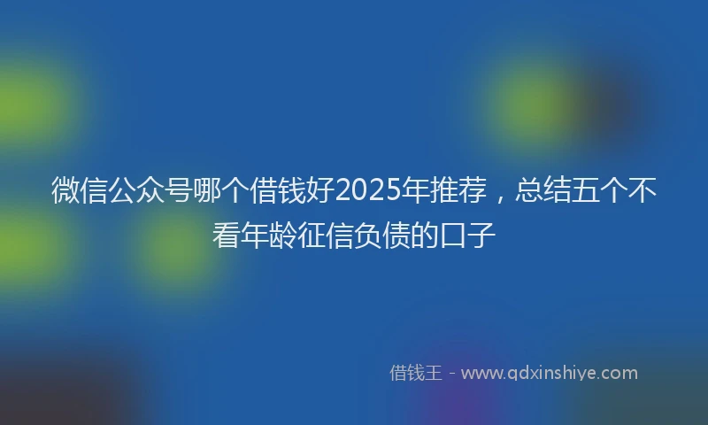 微信公众号哪个借钱好2025年推荐，总结五个不看年龄征信负债的口子