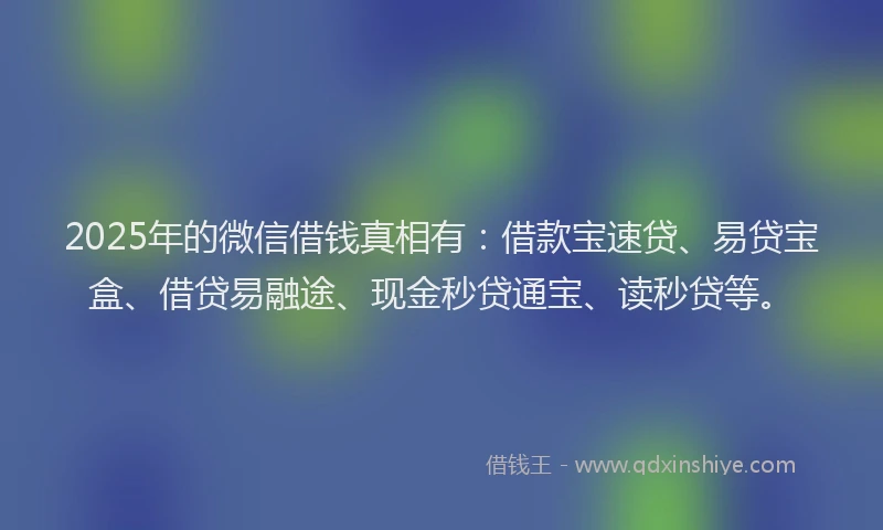 2025年的微信借钱真相有：借款宝速贷、易贷宝盒、借贷易融途、现金秒贷通宝、读秒贷等。