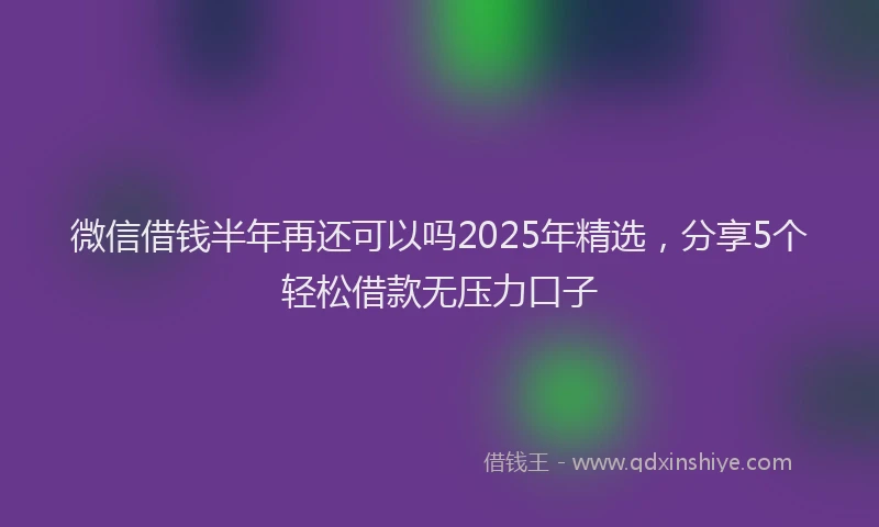 微信借钱半年再还可以吗2025年精选，分享5个轻松借款无压力口子