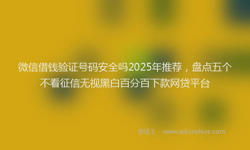 微信借钱验证号码安全吗2025年推荐，盘点五个不看征信无视黑白百分百下款网贷平台