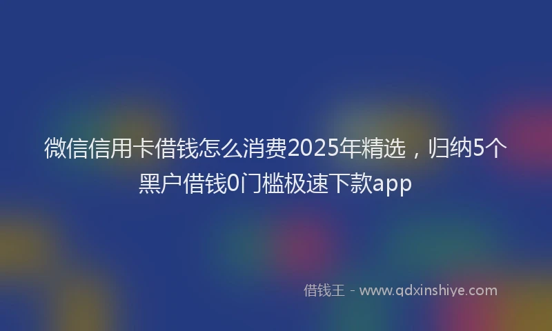 微信信用卡借钱怎么消费2025年精选，归纳5个黑户借钱0门槛极速下款app