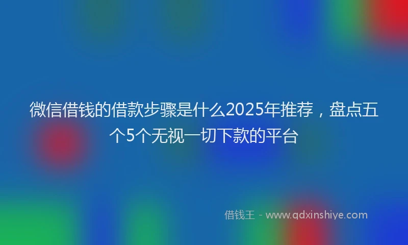 微信借钱的借款步骤是什么2025年推荐，盘点五个5个无视一切下款的平台
