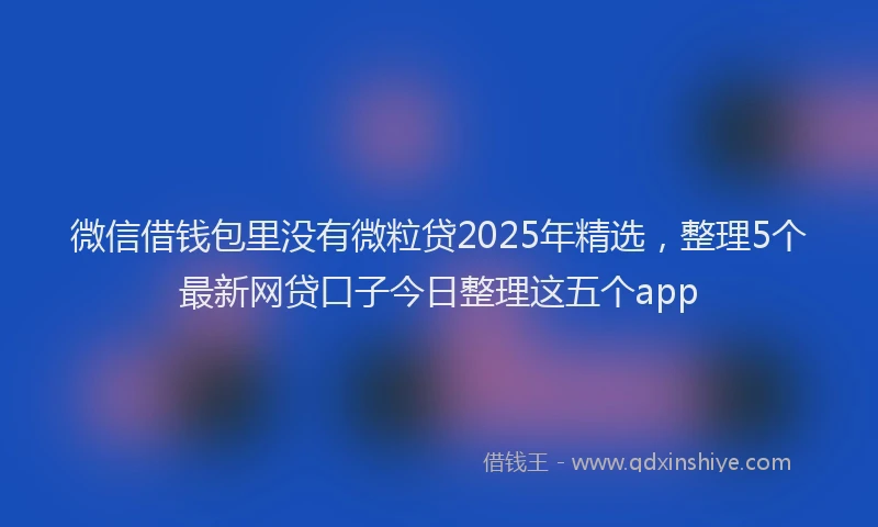 微信借钱包里没有微粒贷2025年精选，整理5个最新网贷口子今日整理这五个app