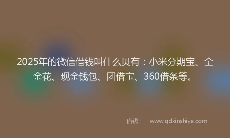 2025年的微信借钱叫什么贝有：小米分期宝、全金花、现金钱包、团借宝、360借条等。