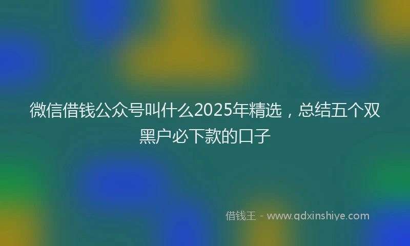 微信借钱公众号叫什么2025年精选，总结五个双黑户必下款的口子