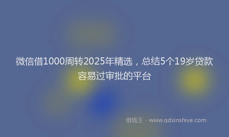 微信借1000周转2025年精选，总结5个19岁贷款容易过审批的平台
