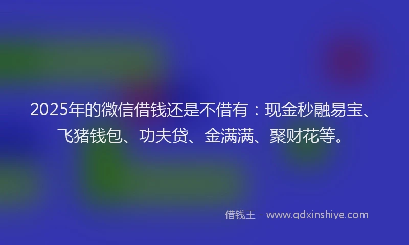 2025年的微信借钱还是不借有：现金秒融易宝、飞猪钱包、功夫贷、金满满、聚财花等。