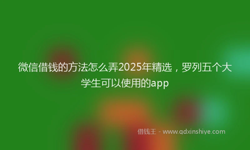 微信借钱的方法怎么弄2025年精选，罗列五个大学生可以使用的app
