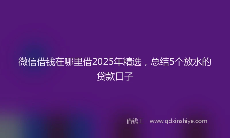 微信借钱在哪里借2025年精选，总结5个放水的贷款口子