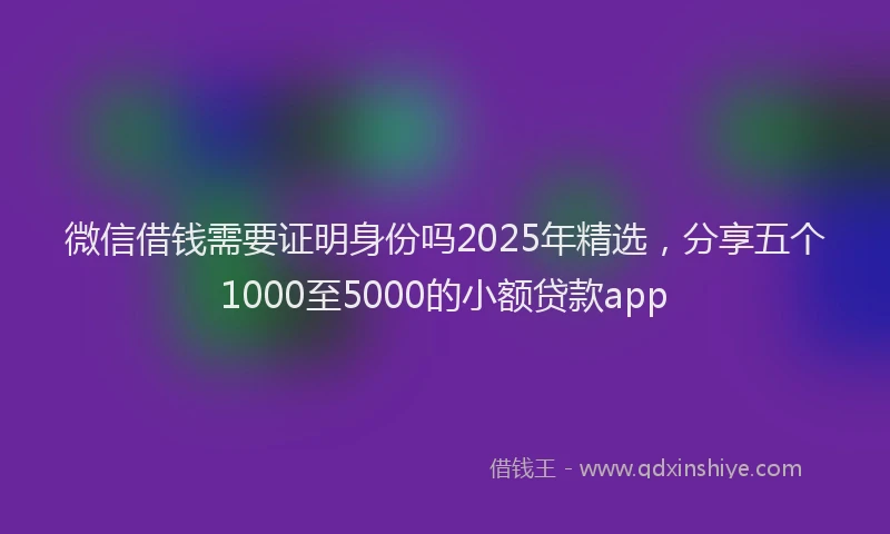 微信借钱需要证明身份吗2025年精选，分享五个1000至5000的小额贷款app