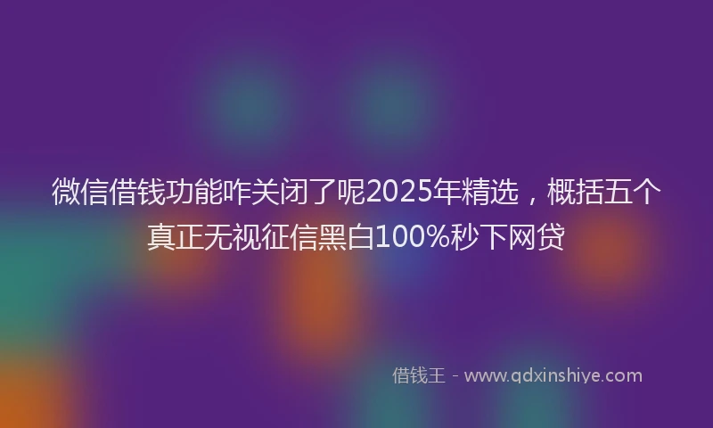 微信借钱功能咋关闭了呢2025年精选，概括五个真正无视征信黑白100%秒下网贷