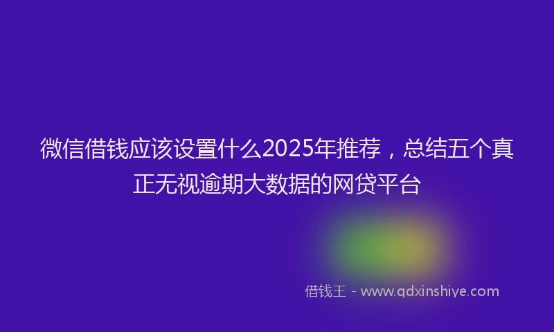 微信借钱应该设置什么2025年推荐，总结五个真正无视逾期大数据的网贷平台
