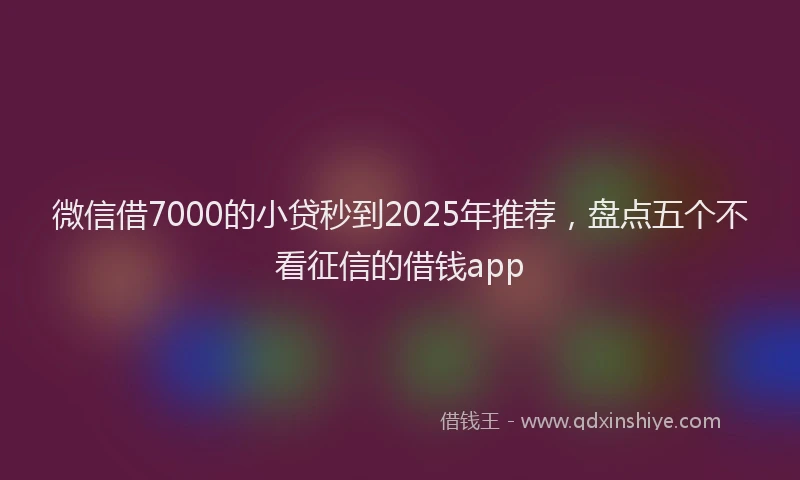 微信借7000的小贷秒到2025年推荐，盘点五个不看征信的借钱app