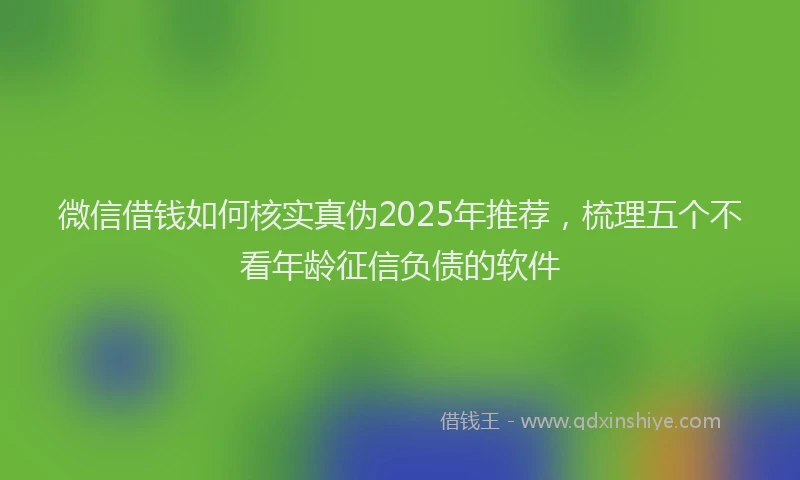 微信借钱如何核实真伪2025年推荐，梳理五个不看年龄征信负债的软件