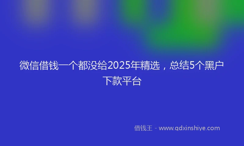 微信借钱一个都没给2025年精选，总结5个黑户下款平台